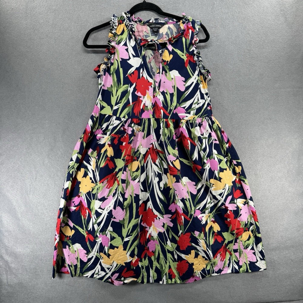 Maggy London Midi Dress Womens 2 Floral Cottagecore Garden Vibrant Sleeveless